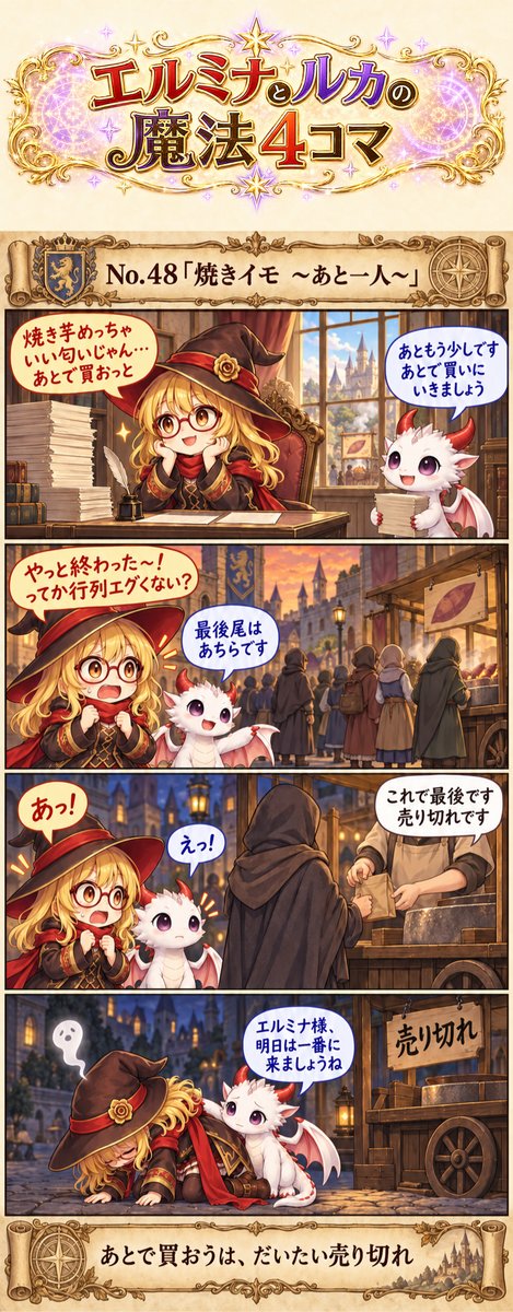 焼きイモ　〜あと一人〜を描いた4コマ